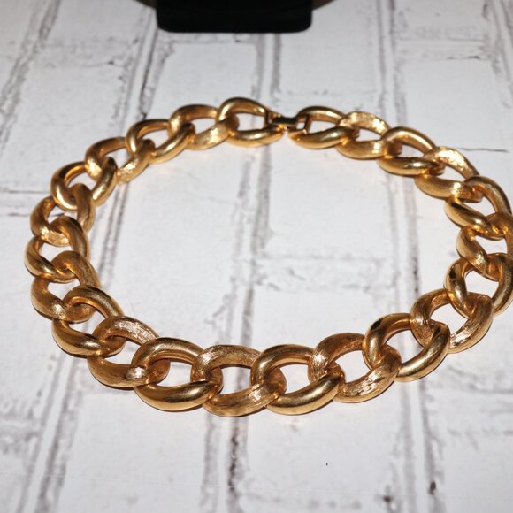 Vintage Napier Chunky Chain Necklace Gold Smooth Textured 20" - Picture 6 of 7